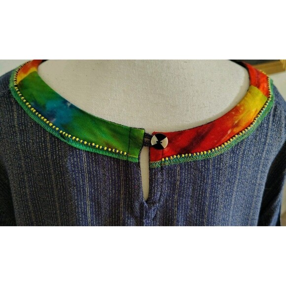 Surya II Blouse Size XL Purple Beaded Neckline Short Sleeve Rayon - Picture 9 of 12